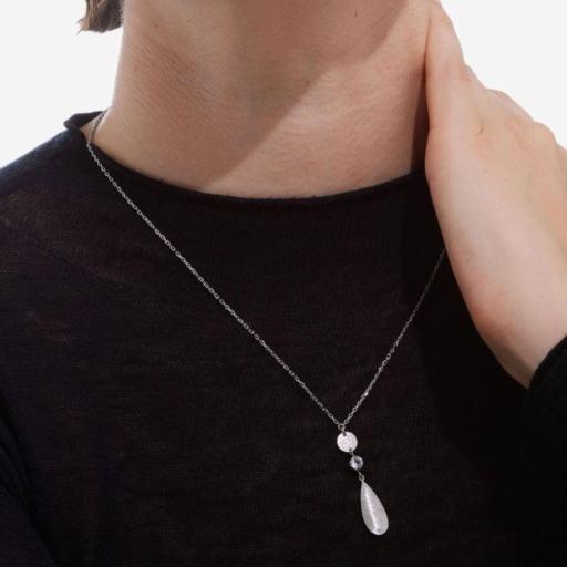 Collar Noise Lágrima Crystal White en Plata de Ley bañada en Rodio – Victoria Cruz [1]