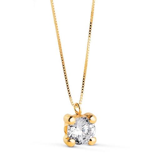 Collar Oro 18K Punto de Luz con Circonita y Cadena Veneciana [2]