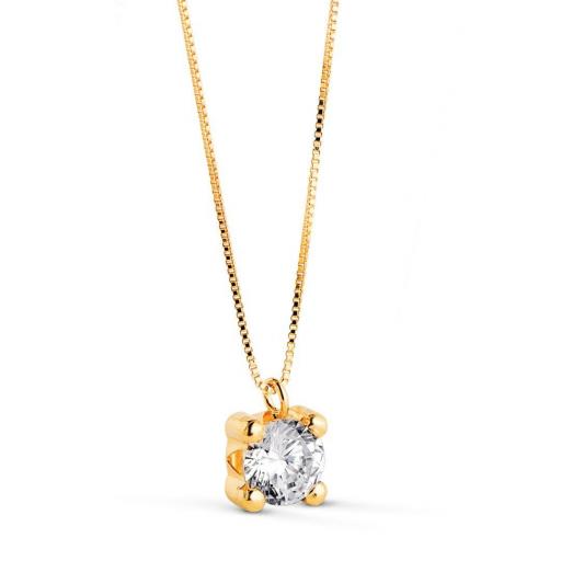 Collar Oro 18K Punto de Luz con Circonita y Cadena Veneciana [1]