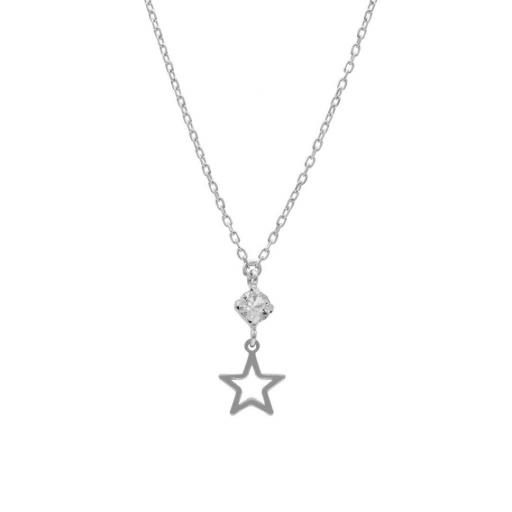 Collar Vera Star en Plata de Ley con Cristal Blanco – Estilo Minimalista [0]