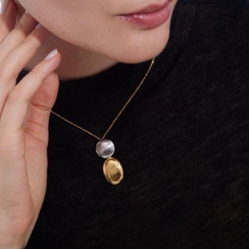 Collar Zoom Oval Bicolor en Plata de Ley con Baño de Oro y Rodio – Victoria Cruz [1]