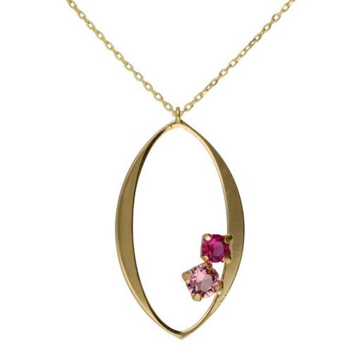 Collar con cristales rosas en Plata 925 baño Oro 18kt – Victoria Cruz [0]