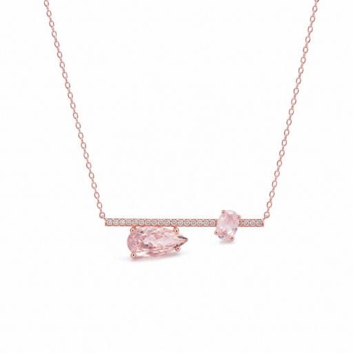Collar con piedras de color rosa claro en forma lineal  [0]