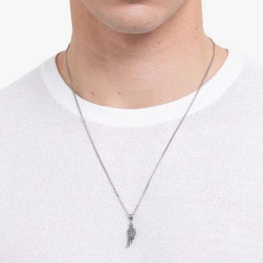 Collar de Acero Hombre con Dije de Ala – Estilo Masculino y Moderno [1]