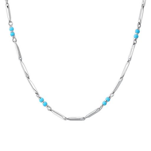 Collar de Acero con Turquesa para Hombre – Estilo Urbano y Contemporáneo