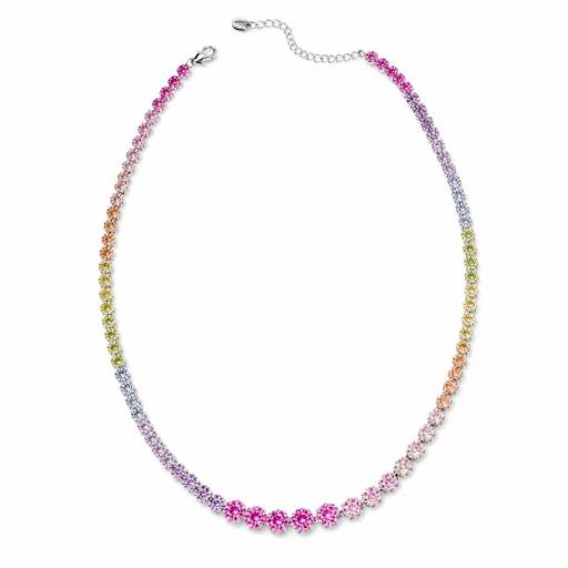 Collar de Plata 1ª Ley con Circonitas Multicolor – Brillo y Elegancia para Ocasiones Especiales