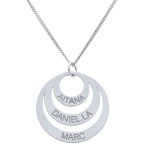 Collar de Plata 925 Personalizable – 3 Círculos Únicos para Iniciales, Nombres o Símbolos Especiales [0]