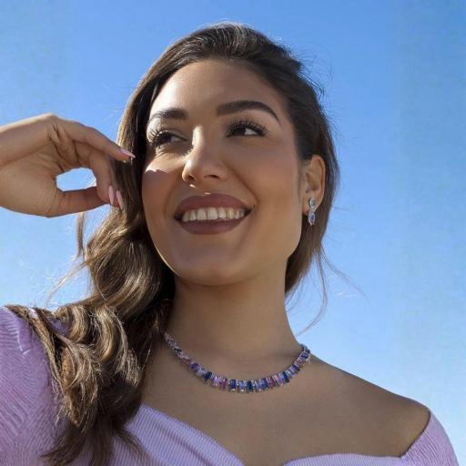 Collar de Plata Multicolor Rosa, Azul y Violeta – Elegancia Fresca y Sofisticada [2]
