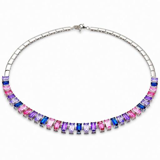 Collar de Plata Multicolor Rosa, Azul y Violeta – Elegancia Fresca y Sofisticada [0]
