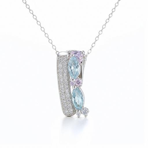 Collar de Plata con Colgante Marquesa Azul – Elegancia Sofisticada y Brillo Exclusivo
