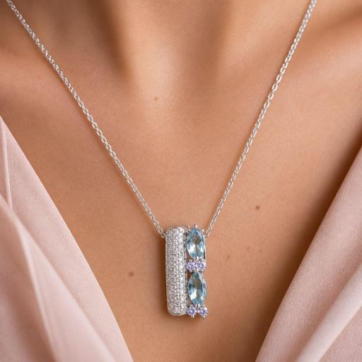 Collar de Plata con Colgante Marquesa Azul – Elegancia Sofisticada y Brillo Exclusivo [1]