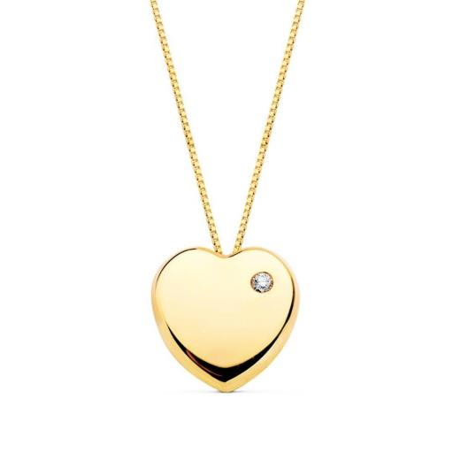 Collar de oro 18k corazón con circonita para mujer 