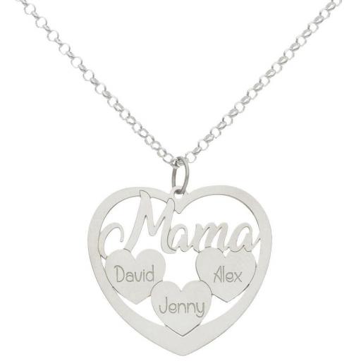  Collar de plata personalizado MAMA Y 3 CORAZONES