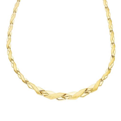 Collar en Oro 18K Troquelado con Eslabones Mate y Brillo – Estilo Sofisticado