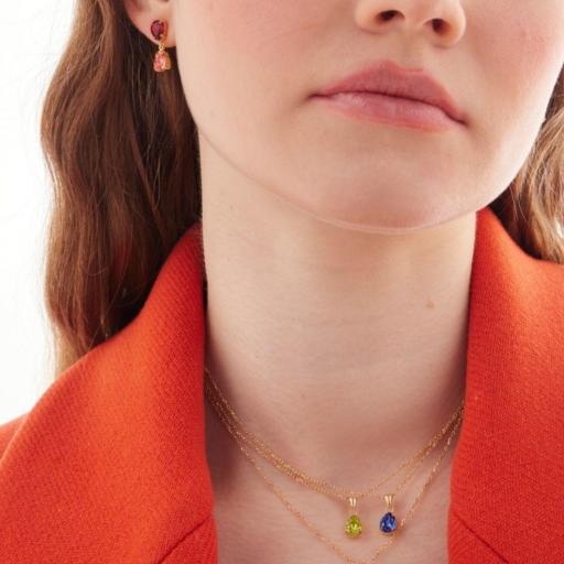 Collar lágrima con cristal en Plata 925 baño Oro 18kt – Victoria Cruz [2]