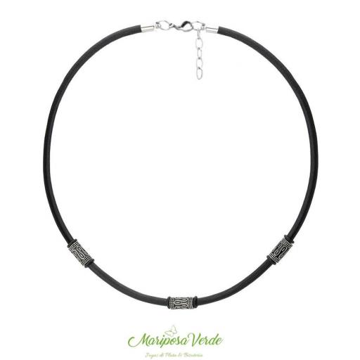 Collar para hombre negro artesanal con cuentas étnicas [0]