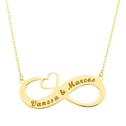  Collar personalizado DE ORO 18K INFINITO con CORAZÓN