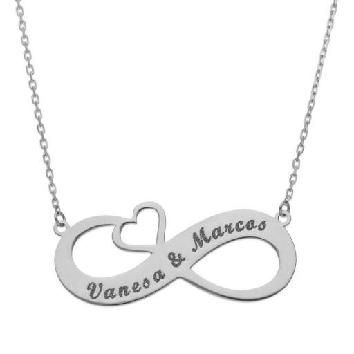  Collar personalizado de plata INFINITO con CORAZÓN