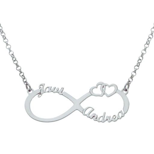 Collar personalizado de plata INFINITO con CORAZONES