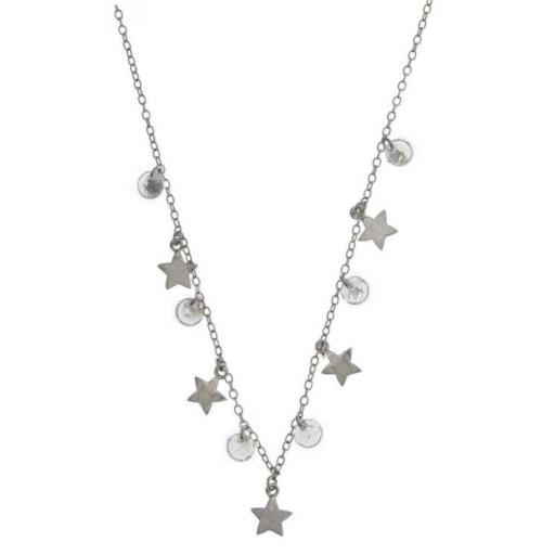 Collar plata de salvatore rodio en forma de estrellas con circonitas