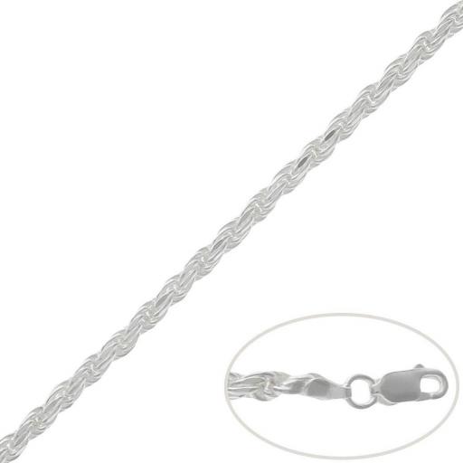 Cadena Tipo Cordón de Plata 925 Maciza de 3 mm – Elegancia y Resistencia