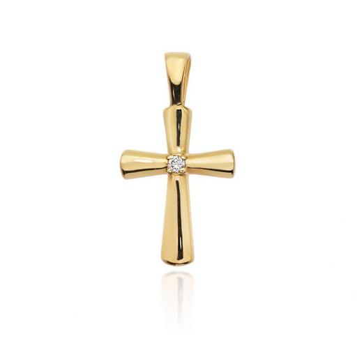 Cruz Oro 14K con Diamante Natural 585 Clásica