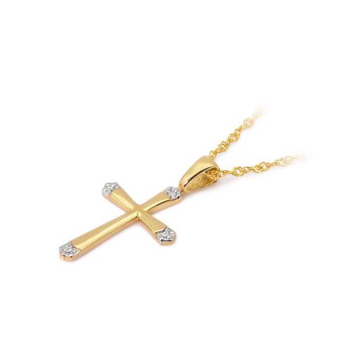 Cruz Oro 14K con Diamantes Naturales 585 Pequeña [1]