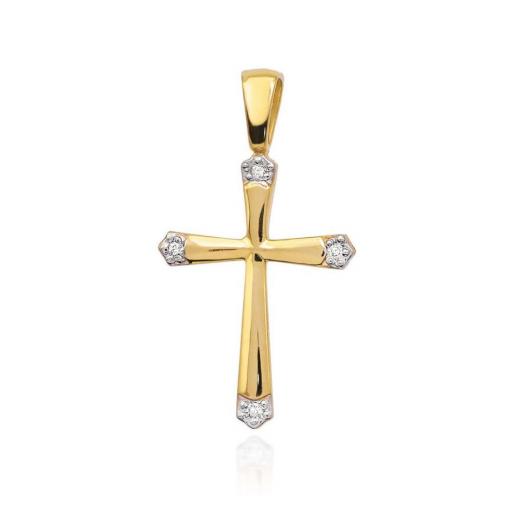 Cruz Oro 14K con Diamantes Naturales 585 Pequeña