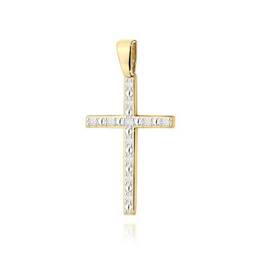 Cruz Oro 14K con Diamantes Naturales Elegante