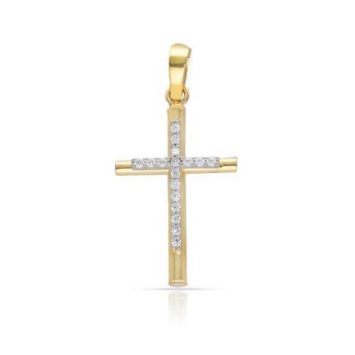 Cruz Oro 18K amarillo con Circonitas – Elegancia Femenina 
