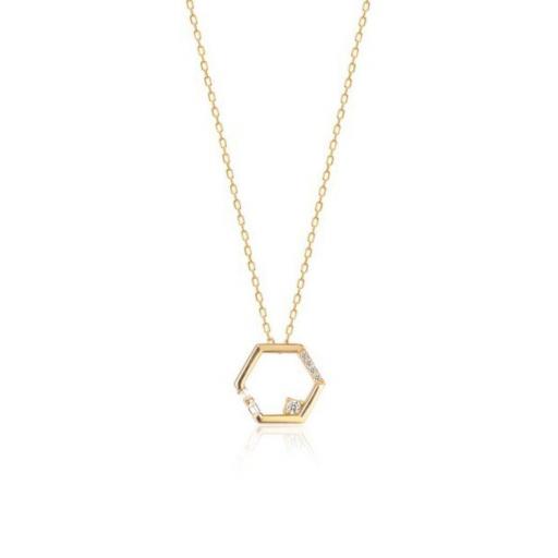 Collar fino de plata en forma de hexágono con circonita [1]