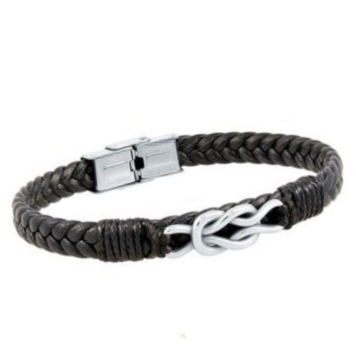 Pulsera de piel y acero para hombre collación OGO