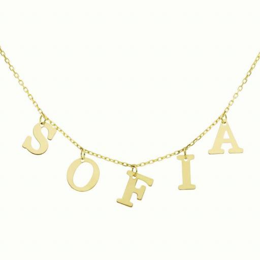  Envío gratis Collar de oro 18k personalizado NOMBRE con letras colgadas