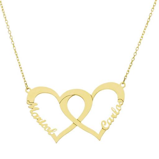 Gargantilla Personalizada en Oro 18K con Corazones y Nombres – Joya Única y Especial