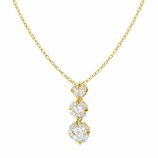 Gargantilla de Oro 9K con Tres Circonitas Blancas Elegante [0]