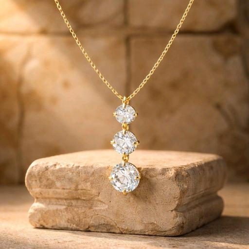 Gargantilla de Oro 9K con Tres Circonitas Blancas Elegante [1]