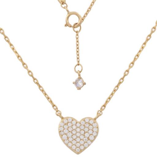 Gargantilla oro 18k en forma de corazon con circonitas