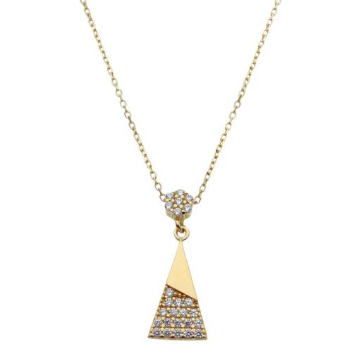 Gargantilla oro 18k triangulo con circonitas