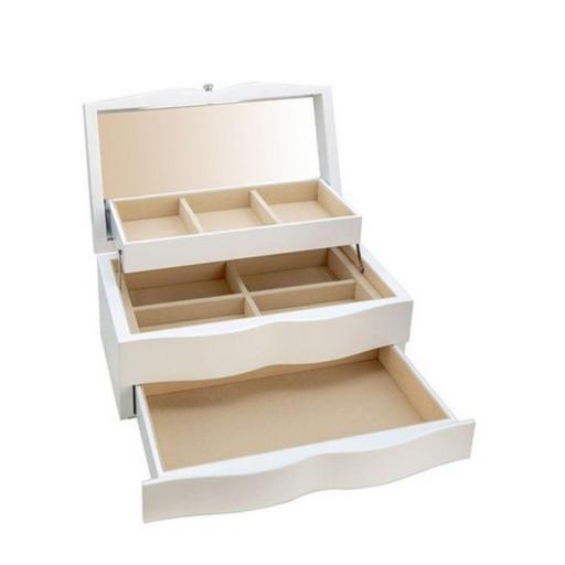 Joyero De Madera Blanca Flores de Plata [1]