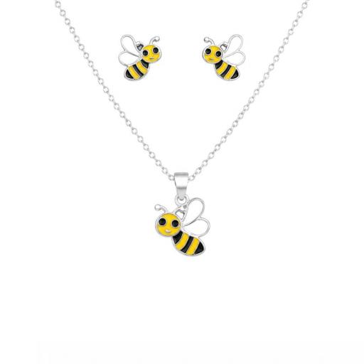 Juego Infantil Abeja en Plata de Ley con Esmalte – Dulzura y Color para Peques [0]