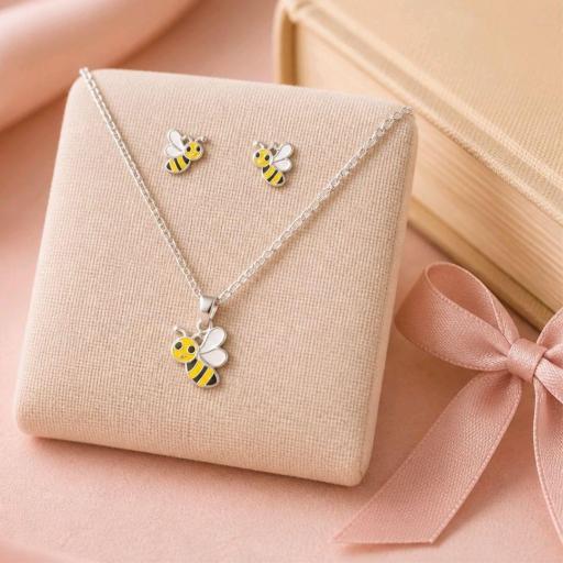 Juego Infantil Abeja en Plata de Ley con Esmalte – Dulzura y Color para Peques [1]