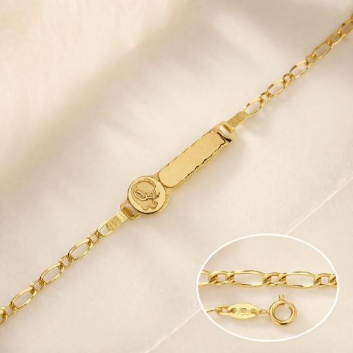 La esclava de oro para bebé con placa para grabar nombre: el regalo perfecto para nacimiento o Bautizo [2]