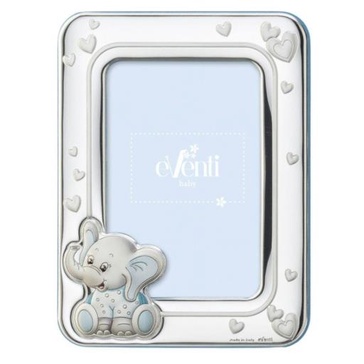 Marco de Fotos Infantil Elefante Valenti 13x18 cm - Plata 1ª Ley y Respaldo de Madera