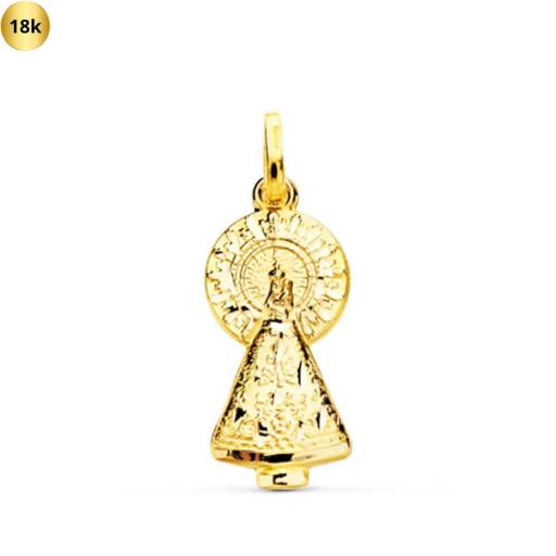  Colgante medalla de oro 18k Virgen del Pilar 16 mm