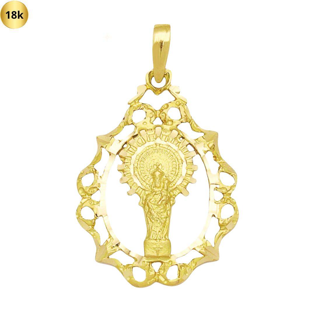 Colgante medalla Virgen del Pilar de oro amarillo 18k ovalada