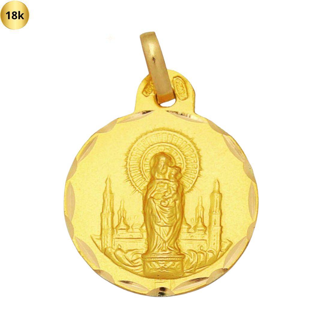 Medalla de oro 18k Virgen del Pilar 19 mm