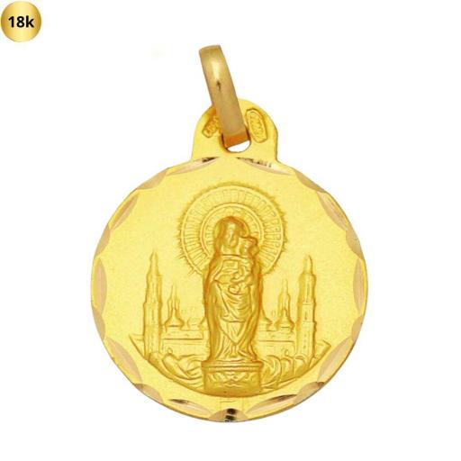  Medalla de oro 18k Virgen del Pilar 19 mm