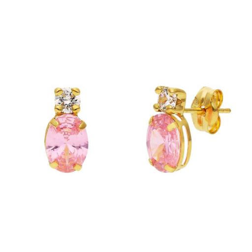  Pendientes de oro 18k con circonita rosa