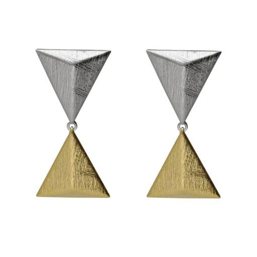 PENDIENTES GOOD MORNING TRIÁNGULO BICOLOR EN PLATA DE LEY · VICTORIA CRUZ