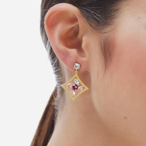 PENDIENTES LARGOS DE CRISTAL EN PLATA DE LEY BAÑADA EN ORO 18KT – PARIS VICTORIA CRUZ [2]